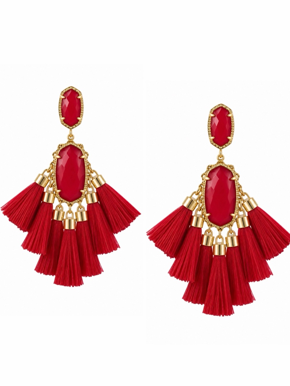 KENDRA SCOTT • Gold Kristen Red Mother of Pearl Tassel Earrings Christmas Box